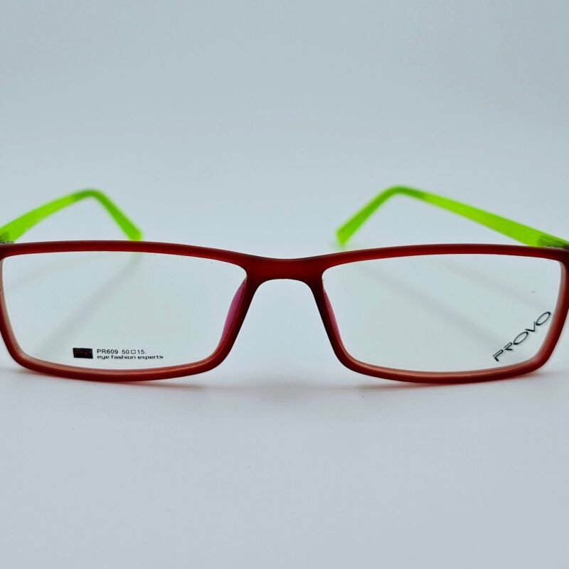 Vibrant Red and Green Rectangular Eyeglasses