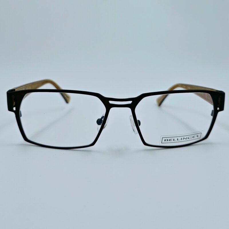 Bellinger Black Rectangular Eyeglasses with Gold Temples