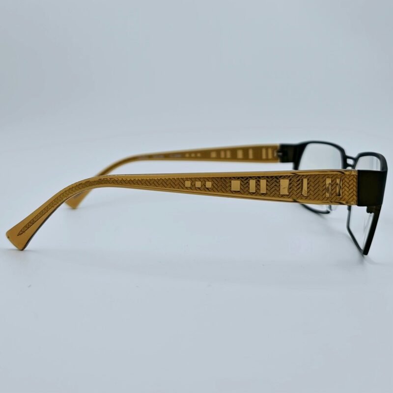 Bellinger Black Rectangular Eyeglasses with Gold Temples - Image 2