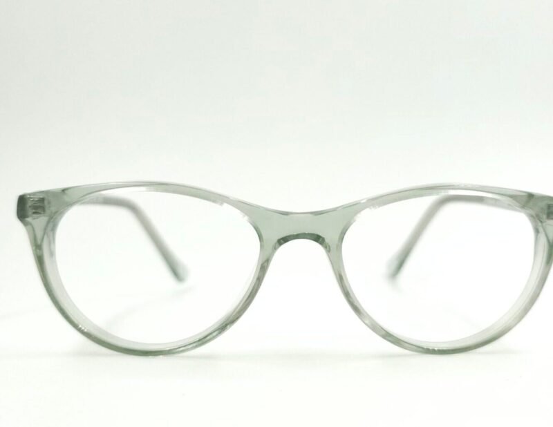 Transparent Gray Round Full-Rim Eyeglasses